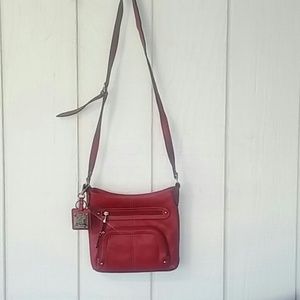 Tignanello red leather crossbody bag